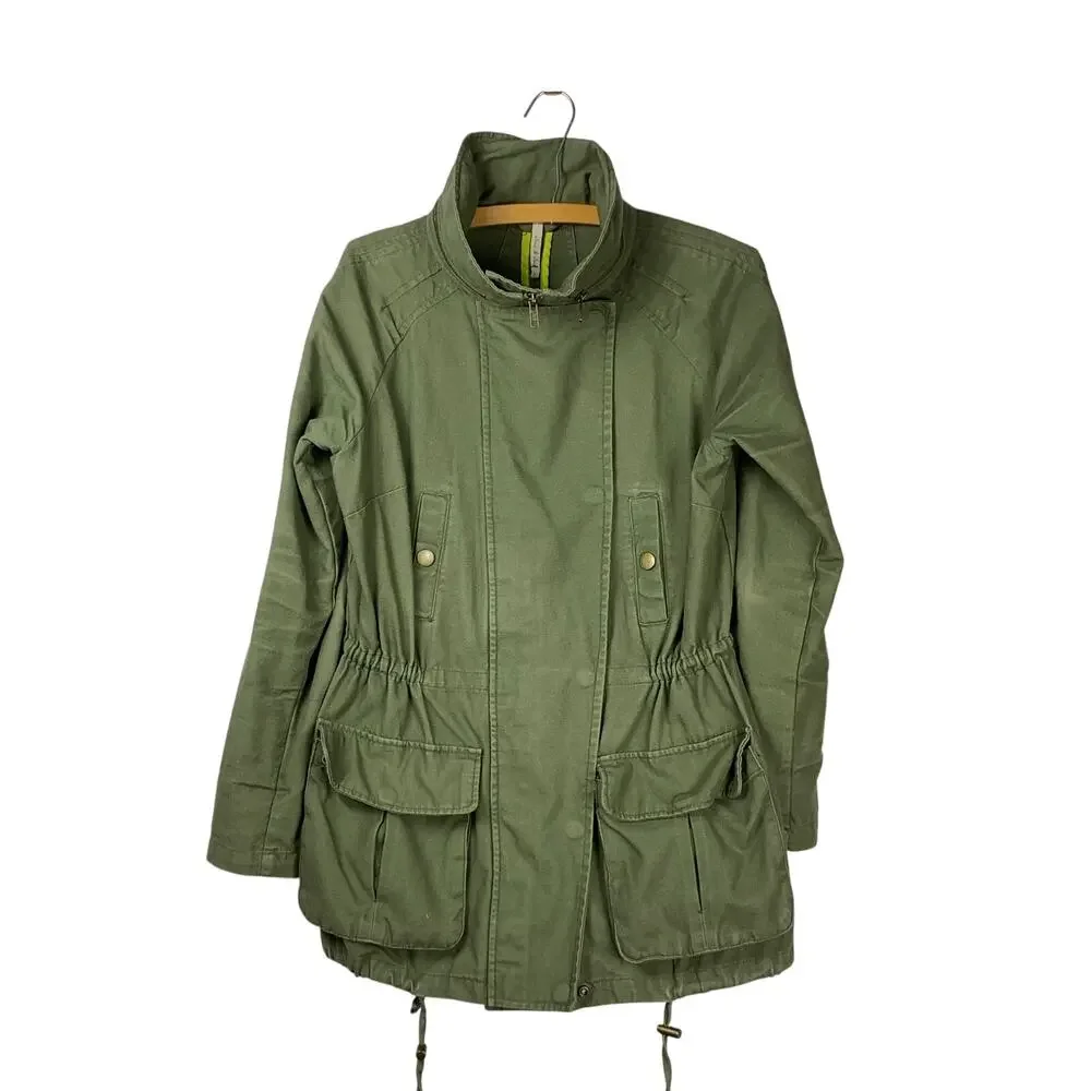 Willow & Clay Green Utility Military Anorak Jacket Size L  Funnel Neck - Picture 2 of 7